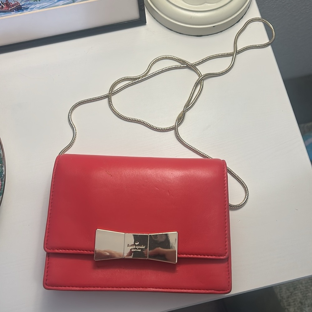 Kate Spade Red Clutch with Silver Bow